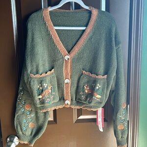 NWT - ROMWE Fox cardigan sweater